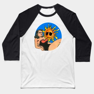 Girl on the beach sunbathing Baseball T-Shirt